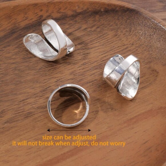 Southwest Adjustable Cuff Ring 3 Set Antique Silver Tone - Picture 3 of 5